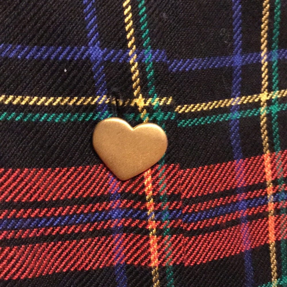 Cropped Black/Multicolor Plaid Jacket Euc - image 3